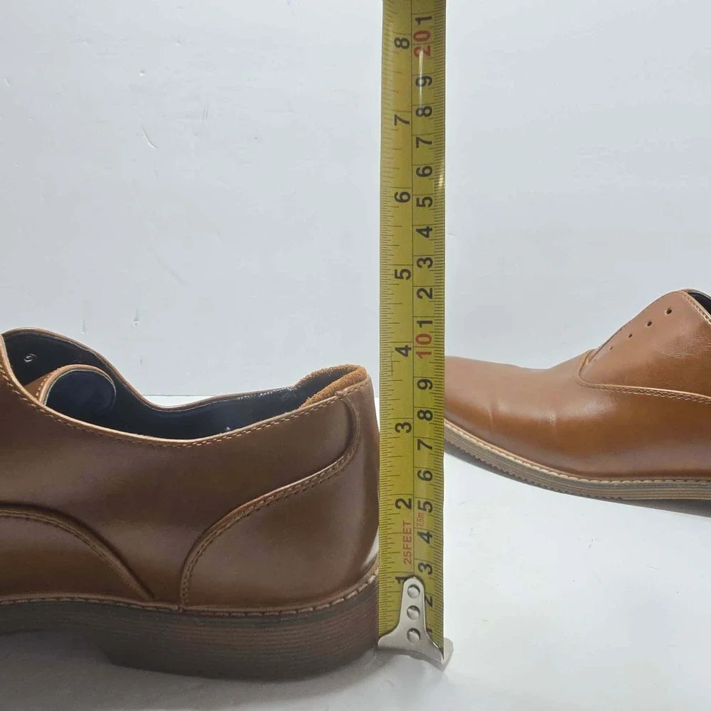 Steve Madden Mens P-Ollie Cognac Brown Plain Toe Oxford Dress Shoes Size 9